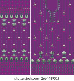 Digital  Kurti  Front Part and Seleev Illustrator Vector Design