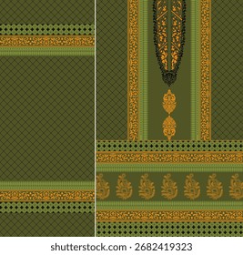 Digital  Kurti  Front Part and Seleev Illustrator Vector Design