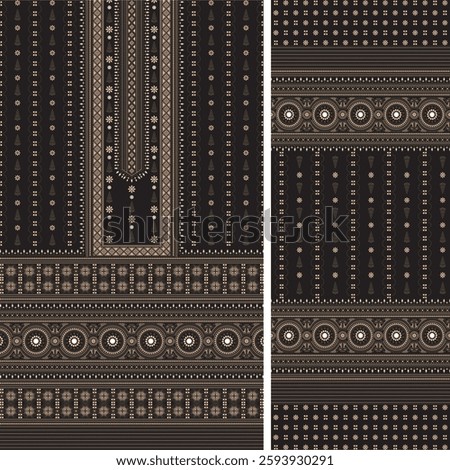 Digital Kurti Front Part and Seleev Illustr