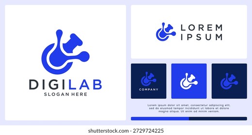 Digital lab logo design template with tube.