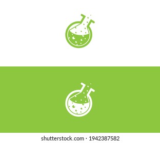 Digital Lab Logo Template. Chemical Flask Vector Design. Science Illustration