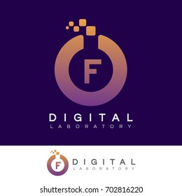 digital laboratory initial Letter F Logo design