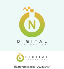 digital laboratory initial Letter N Logo design