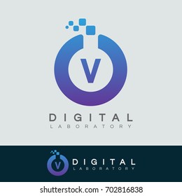 digital laboratory initial Letter V Logo design