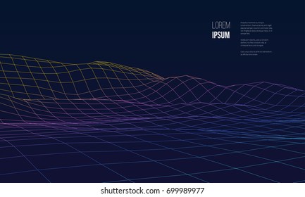 Digital landscape. Abstract vector wireframe background. 3d technology illustration for presentations and polygraphy products