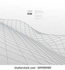 Digital landscape. Abstract vector wireframe background. 3d technology illustration for presentations and polygraphy products