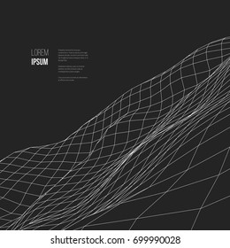 Digital landscape. Abstract vector wireframe background. 3d technology illustration for presentations and polygraphy products