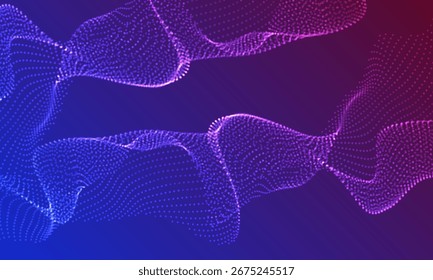 Digital landscape with dots and lines. Cyberspace grid. Background concept for your design. 3d rendering