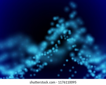 Digital landscape with flowing dots. 3D particle sound waves. Big data abstract visualization: business charts analytics. Digital data transfer background. Sound waves, EPS 10 vector illustration
