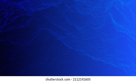Digitale Landschaft mit Bergen oder Wolken aus Leitungsgitter