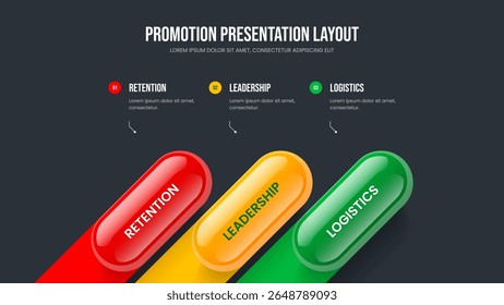 Digital Launch 3 Step Diagram Slideshow Design. Presentatiesjabloon voor beleggersgroei vectorillustratie. Moderne prestaties drie opties Infographic Frame Layout.