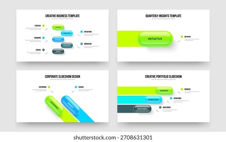 Digital Launch 5 1 2 3 Element Infographic Frame Template Set. Consulting Portfolio Five One Two Three Step Diagram Presentation Design Vector Illustration Collection.