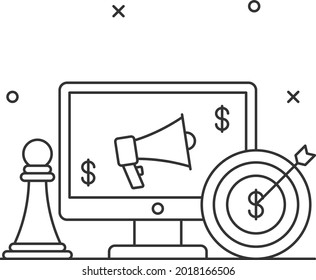 Digital launch strategy Vector Icon Design, Business Strategy Symbol, Marketing plan Sign, administration and operational management Stock illustration, SEO marketing strategy Concept 
