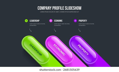 Design de quadro de diagrama de três elementos de lançamento digital. Ilustração Do Vetor De Layout Da Apresentação De Slides Da Análise Do Projeto. Visão geral do serviço 3 Etapa Infográfico Slide Modelo.