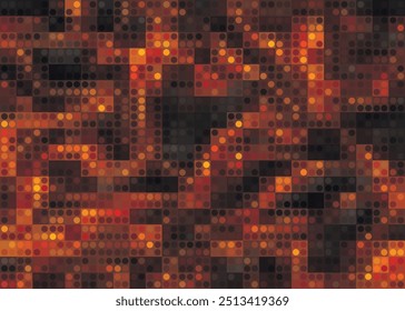 Digitaler Lavastrom Camo, nahtloses schwarz-orangefarbenes Muster für Ihr Design. Camouflage sportlich feurige Färbung, moderner Stoffdruck. Abstrakte, sich wiederholende Bildschirmhintergründe. Vektorpixelkunsttextur
