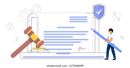 Concepto de derecho digital Asesoramiento jurídico Asistencia letrada en línea para la regulación de cuestiones legales y cumplimiento de las normas Escudo símbolo de derechos de autor, consulta de abogados laboristas de gavel Asistencia jurídica