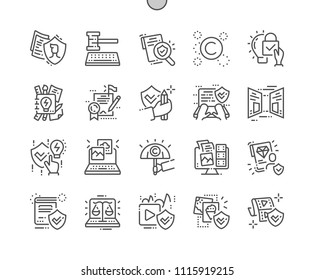 Digital law and copyright Well-crafted Pixel Perfect Vector Thin Line Icons 30 2x Grid for Web Graphics and Apps. Simple Minimal Pictogram