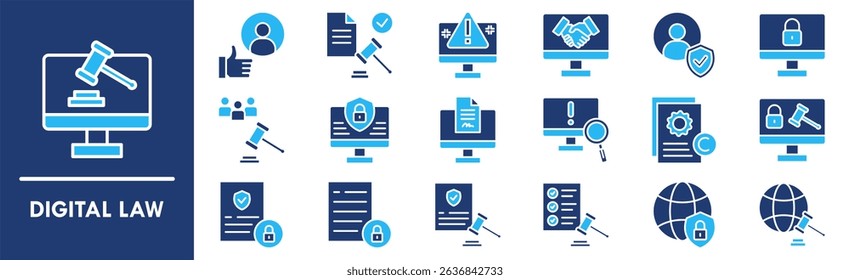 Digital Law icon collection set. Containing design digital, law, technology, business, legal