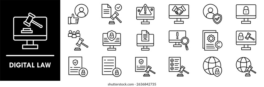 Digital Law icon collection set. Containing design digital, law, technology, business, legal