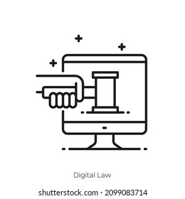 Digital Law Icon. Outline Style Icon Design Isolated On White Background