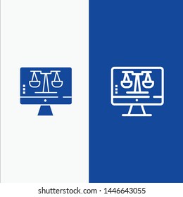 Digital Law Online, Computer, Technology, Screen Line and Glyph Solid icon Blue banner Line and Glyph Solid icon Blue banner