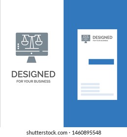 Digital Law Online, Computer, Technology, Screen Grey Logo Design and Business Card Template. Vector Icon Template background