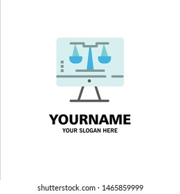 Digital Law Online, Computer, Technology, Screen Business Logo Template. Flat Color. Vector Icon Template background