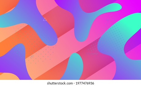 Digital Layout. Cool Rainbow Cover. Bright Frame. Abstract Website. Neon Background. Commercial Geometry. Blue Mobile Shape. 3d Landing Page. Violet Digital Layout