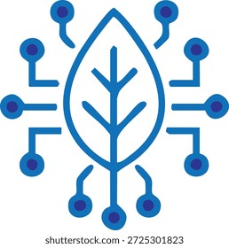 Ícone de tecnologia de circuito folha digital. Conceitos de biotecnologia e eco-inovação na arte da linha.