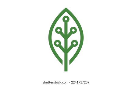 Digital Leaf Logo Concept, Technology Leaf Logo Designs Template