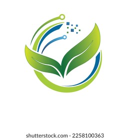 Digital Leaf Logo design template