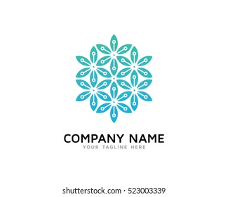 Digital Leaf Logo Design Template