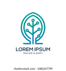 Digital leaf logo template vector illustration