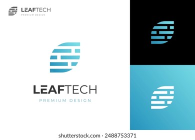 logo digital leaf tech diseño de íconos. logos modernos de la naturaleza energía abstracta logo Plantilla