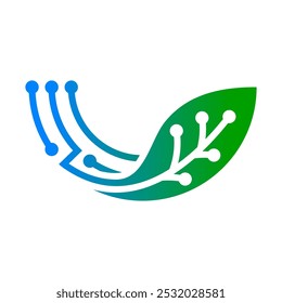 Digital Leaf Vector Logo Design Template