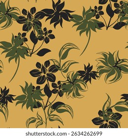 Digital leafs background motifs design