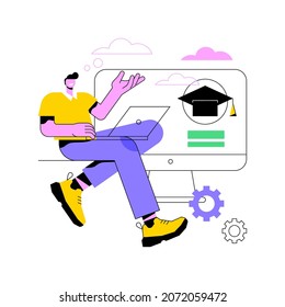 Digital learning abstract concept vector illustration. Digital distance education, elearning, flipped smart classroom, training courses, online teaching, video call, home office abstract metaphor.