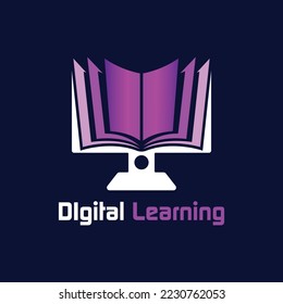 Digital Learning eBook Internet Online Computer Remote Study App Logo