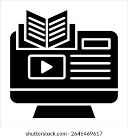 ilustração vetorial de ícone de glifo de aprendizagem digital