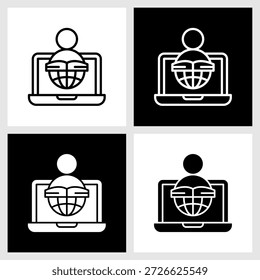 Digital Learning Icon with Black and White Background