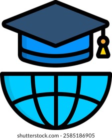 Digital Learning Icon Lineal Color Vector Illustration