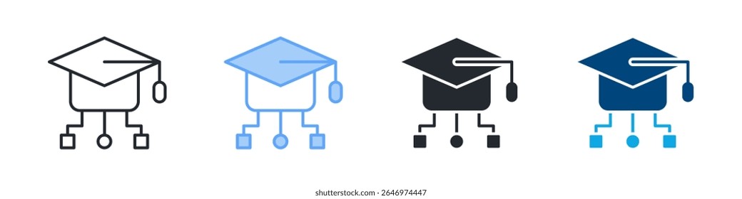 Digital Learning Icon Set Multiple Style. Designed In Outline, Blue, Glyph, Dual Tone