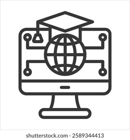 Digital Learning Icon Vector Illustration Outline