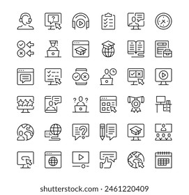 Digital learning icons set. Vector line icons. Black outline stroke symbols