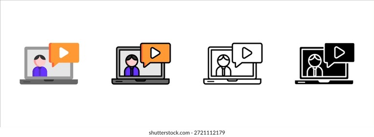 Iconos de la pantalla del ordenador portátil del aprendizaje digital fijados educación virtual