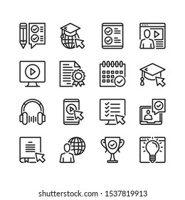 Digital learning line icons. Modern stroke, linear elements. Outline symbols collection. Premium quality. Vector thin line icons set