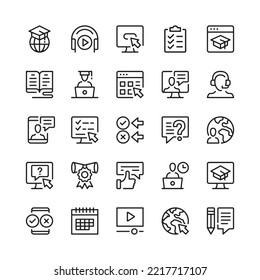 Digital learning line icons. Outline symbols. Vector line icons set