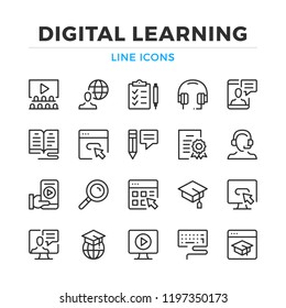 Digital learning line icons set. Modern outline elements, graphic design concepts, simple symbols collection. Vector line icons