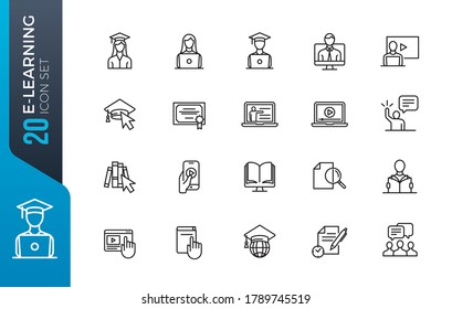 Digital learning line icons set. Modern outline elements, graphic design concepts, simple symbols collection. Vector line icon