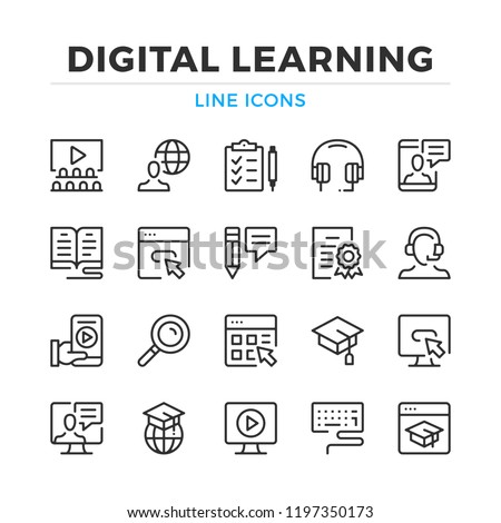 Digital learning line icons set. Modern outline elements, graphic design concepts, simple symbols collection. Vector line icons